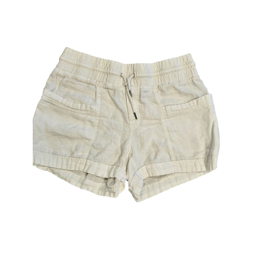 Athleta white linen casual shorts Womens 8 medium coastal preppy summer light